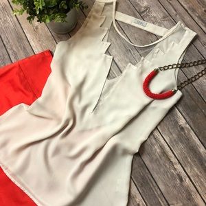 Tobi Off White Aztec Cut Neck Tank